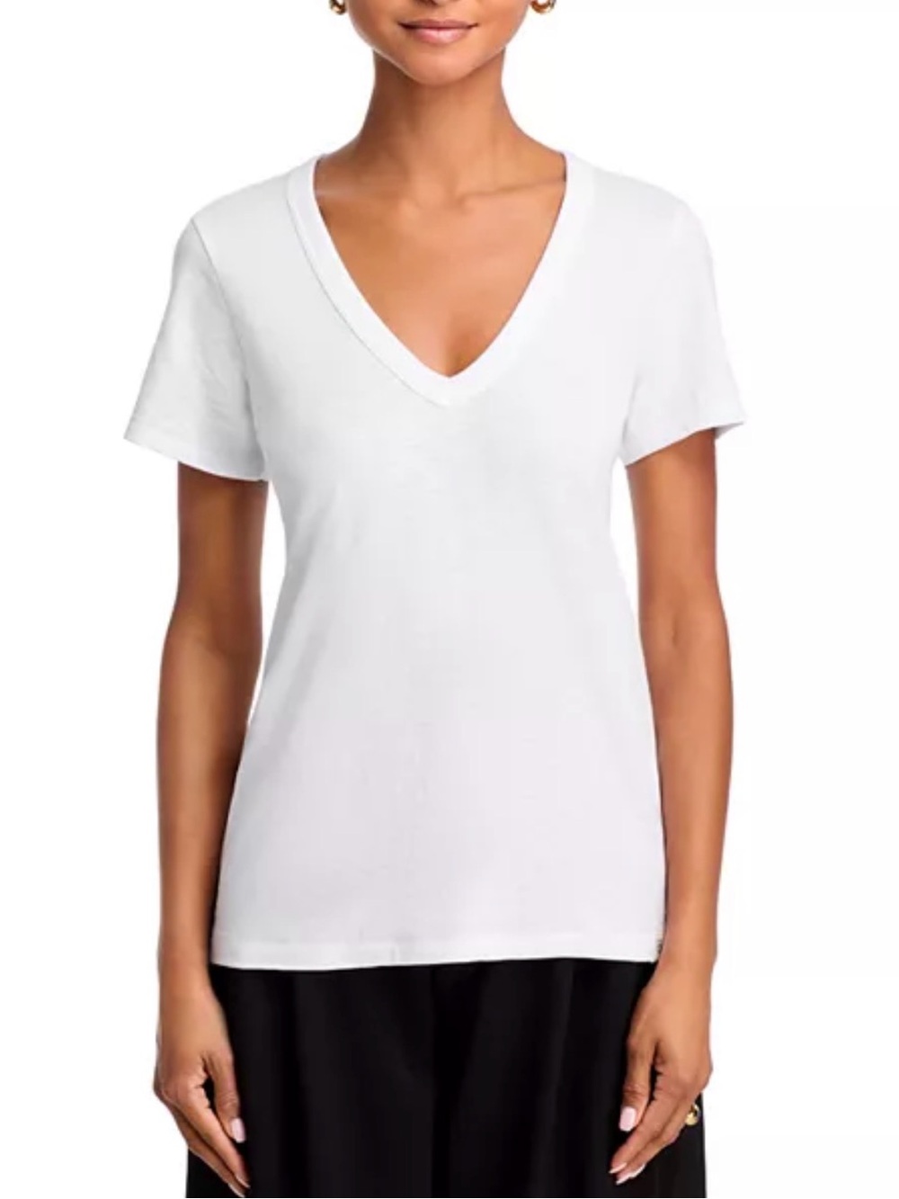 rag & bone White V-Neck Short Sleeve Tee